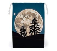 FHESDCW Pine Trees of The Moon Drawstring Bag Canvas, Reusable Travel Jewelry Pouches, Washable Storage Bags for Gift, Candy, Cosmetics 20 * 25cm
