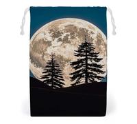 FHESDCW Pine Trees of The Moon Drawstring Bag Canvas, Reusable Travel Jewelry Pouches, Washable Storage Bags for Gift, Candy, Cosmetics 12 * 18cm