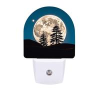 FHESDCW Pine Trees of The Moon Night Lights Plug Into Wall, LED Nightlights Auto On/Off Dusk to Dawn Sensor, Energy Efficient Night Lamp Soft Glow for Hallway Bedroom Bathroom Kitchen, 0.5W