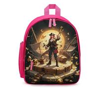 FHESDCW Pirate Golden Secret Sea Backpack for Men Women, Durable Small Bookbag Lightweight Daypack for Travel, Hiking, Pink-style, One Size, Daypack Backpacks