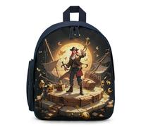 FHESDCW Pirate Golden Secret Sea Backpack for Men Women, Durable Small Bookbag Lightweight Daypack for Travel, Hiking, Blue-style, One Size, Daypack Backpacks
