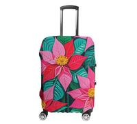 FHESDCW Poinsettia Flowers Luggage Covers for Suitcases, Washable Travel Accessories, Anti-Scratch & Dust Protection Suitcase Cover Protector Fits 19-32 Inch Luggage, Style, S, Classic