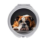 FHESDCW Portable Makeup Mirror with 1X/2X Magnification, Double Side A Sad Bulldog Travel Mirror Compact Folding Vanity Mirrors for Purse, Pocket, Travel & Home 2.4 Inch
