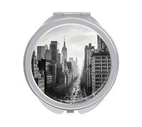 FHESDCW Portable Makeup Mirror with 1X/2X Magnification, Double Side Black and White New York Travel Mirror Compact Folding Vanity Mirrors for Purse, Pocket, Travel & Home 2.4 Inch