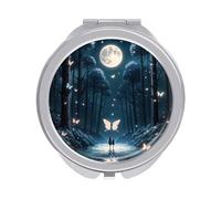 FHESDCW Portable Makeup Mirror with 1X/2X Magnification, Double Side Black Light Fantasy Forest Travel Mirror Compact Folding Vanity Mirrors for Purse, Pocket, Travel & Home 2.4 Inch
