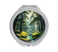 FHESDCW Portable Makeup Mirror with 1X/2X Magnification, Double Side Fantasy Forest Travel Mirror Compact Folding Vanity Mirrors for Purse, Pocket, Travel & Home 2.4 Inch