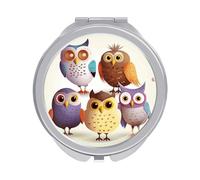 FHESDCW Portable Makeup Mirror with 1X/2X Magnification, Double Side Owls Birds Travel Mirror Compact Folding Vanity Mirrors for Purse, Pocket, Travel & Home 2.4 Inch