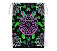 FHESDCW Psychedelic Sea Turtle Drawstring Bag Canvas, Reusable Travel Jewelry Pouches, Washable Storage Bags for Gift, Candy, Cosmetics 20 * 25cm