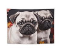FHESDCW Puppys Pug Tapestry for Bedroom Aesthetic - Lightweight Wall Hanging Backdrop Vintage Wall Art Tapestry Easy to Hang for Living Room Dorm Home Decor 60"x80"