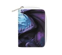 FHESDCW Purple Dragon Purple Moon Leather Card Bag Credit Card Holder Zipper Wallet With 20 Card Slots Slim Wallet Debit Card Protector Organizer Case, style, 16x11.5cm