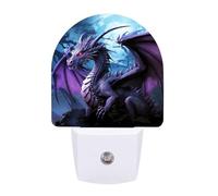 FHESDCW Purple Dragon Purple Moon Night Lights Plug Into Wall, LED Nightlights Auto On/Off Dusk to Dawn Sensor, Energy Efficient Night Lamp Soft Glow for Hallway Bedroom Bathroom Kitchen, 0.5W
