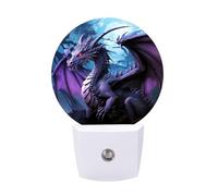 FHESDCW Purple Dragon Purple Moon Night Lights Plug Into Wall, LED Nightlights Auto On/Off Dusk to Dawn Sensor, Energy Efficient Night Lamp Soft Glow for Hallway Bedroom Bathroom Kitchen, 0.5W