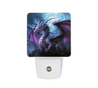 FHESDCW Purple Dragon Purple Moon Night Lights Plug Into Wall, LED Nightlights Auto On/Off Dusk to Dawn Sensor, Energy Efficient Night Lamp Soft Glow for Hallway Bedroom Bathroom Kitchen, 0.5W