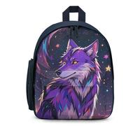 FHESDCW Purple Starry Sky Galactic Wolf Backpack for Men Women, Durable Small Bookbag Lightweight Daypack for Travel, Hiking, Blue-style, One Size, Daypack Backpacks