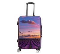 FHESDCW Purple Sunset Lavender Flower Luggage Covers for Suitcases, Washable Travel Accessories, Anti-Scratch & Dust Protection Suitcase Cover Protector Fits 19-32 Inch Luggage, Style, S, Classic