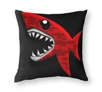 FHESDCW Red-Black Shark Pillow Cover, Soft Pillow Covers - Hidden Zipper Closure, Standard Square 18"x18" Pillowcases, Decorative Cushion Cases for Couch, Sofa, Outdoor