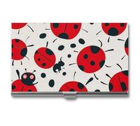 FHESDCW Red Black Spotted Ladybug Business Card Holder for Men & Women, Professional Card Case with Buckle Style Shut, Compact And Portable Metal Case for Office Workers, style, One Size, Classic