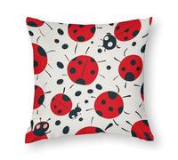 FHESDCW Red Black Spotted Ladybug Pillow Cover, Soft Pillow Covers - Hidden Zipper Closure, Standard Square 14"x14" Pillowcases, Decorative Cushion Cases for Couch, Sofa, Outdoor