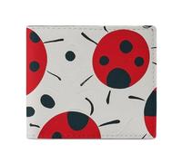 FHESDCW Red Black Spotted Ladybug Wallet Elegant Leather Wallets with ID Window & 2 Card Slots, Slim Bifold Wallet for Men Women