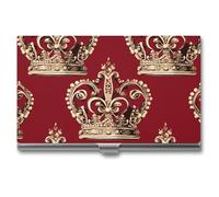 FHESDCW Red Crown Business Card Holder for Men & Women, Professional Card Case with Buckle Style Shut, Compact And Portable Metal Case for Office Workers, style, One Size, Classic