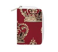 FHESDCW Red Crown Card Holder for Men Women, Leather Credit Card Holder with 20 Card Slots Small Purse with Zipper