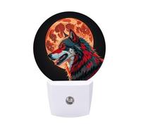 FHESDCW Red Moon Outdoor Wolf Night Lights Plug Into Wall, LED Nightlights Auto On/Off Dusk to Dawn Sensor, Energy Efficient Night Lamp Soft Glow for Hallway Bedroom Bathroom Kitchen, 0.5W