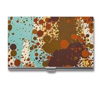 FHESDCW Retro Abstract Messy Rust Color Business Card Holder for Men & Women, Professional Card Case with Buckle Style Shut, Compact And Portable Metal Case for Office Workers, style, One Size