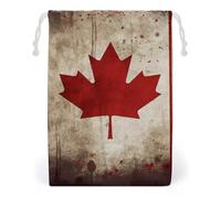 FHESDCW Retro Canada Flag Drawstring Bag Canvas, Reusable Travel Jewelry Pouches, Washable Storage Bags for Gift, Candy, Cosmetics 12 * 18cm