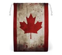 FHESDCW Retro Canada Flag Drawstring Bag Canvas, Reusable Travel Jewelry Pouches, Washable Storage Bags for Gift, Candy, Cosmetics 20 * 25cm