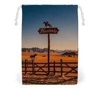 FHESDCW Retro Western Cowboy Horseback Drawstring Bag Canvas, Reusable Travel Jewelry Pouches, Washable Storage Bags for Gift, Candy, Cosmetics 20 * 25cm
