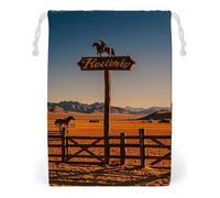 FHESDCW Retro Western Cowboy Horseback Drawstring Bag Canvas, Reusable Travel Jewelry Pouches, Washable Storage Bags for Gift, Candy, Cosmetics 12 * 18cm