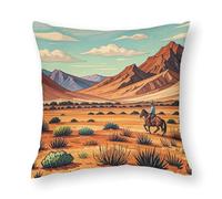 FHESDCW Riding Horses in Wild West Pillow Cover, Soft Pillow Covers - Hidden Zipper Closure, Standard Square 12"x12" Pillowcases, Decorative Cushion Cases for Couch, Sofa, Outdoor