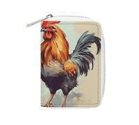 FHESDCW Rooster And Hen Leather Card Bag Credit Card Holder Zipper Wallet With 20 Card Slots Slim Wallet Debit Card Protector Organizer Case, style, 16x11.5cm