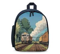 FHESDCW Rural Locomotive Smoking Railway Backpack for Men Women, Durable Small Bookbag Lightweight Daypack for Travel, Blue-style, One Size, Daypack Backpacks