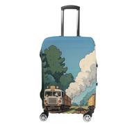 FHESDCW Rural Locomotive Smoking Railway Luggage Covers for Suitcases, Washable Travel Accessories, Anti-Scratch & Dust Protection Suitcase Cover Protector Fits 19-32 Inch Luggage, Style, S, Classic