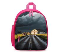 FHESDCW Rural Roads Backpack for Men Women, Durable Small Bookbag Lightweight Daypack for Travel, Hiking, Pink-style, One Size, Daypack Backpacks