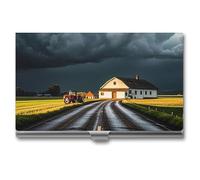 FHESDCW Rural Roads Business Card Holder for Men & Women, Professional Card Case with Buckle Style Shut, Compact And Portable Metal Case for Office Workers, style, One Size, Classic