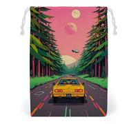 FHESDCW Science Fiction Style Robotic Car Drawstring Bag Canvas, Reusable Travel Jewelry Pouches, Washable Storage Bags for Gift, Candy, Cosmetics 20 * 25cm