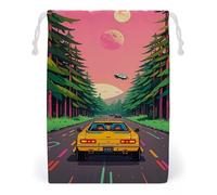 FHESDCW Science Fiction Style Robotic Car Drawstring Bag Canvas, Reusable Travel Jewelry Pouches, Washable Storage Bags for Gift, Candy, Cosmetics 12 * 18cm