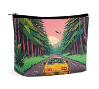 FHESDCW Science Fiction Style Robotic Car Makeup Bag for Women PU Leather Waterproof Cosmetic Bag with Zipper Portable Travel Makeup Organizer