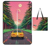 FHESDCW Science Fiction Style Robotic Car Picnic Blanket with Zippered Tote Bag, Waterproof Portable Outdoor Blanket, Lightweight Foldable Outdoor Mat for Beach, Camping, Park, 150x100cm