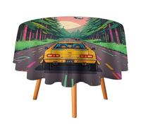 FHESDCW Science Fiction Style Robotic Car Tablecloth Heat Resistant, Polyester Round Table Cover Durable Washable Table Cloth for Kitchen, Party, Wedding, Picnic 36x36in