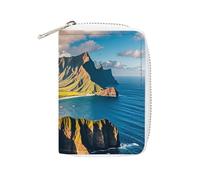 FHESDCW Seaside Mountain Skyline Card Holder for Men Women, Leather Credit Card Holder with 20 Card Slots Small Purse with Zipper