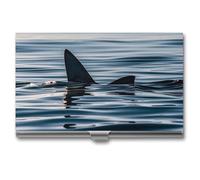 FHESDCW Shark Fin Water Business Card Holder for Men & Women, Professional Card Case with Buckle Style Shut, Compact And Portable Metal Case for Office Workers, style, One Size, Classic