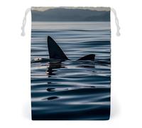 FHESDCW Shark Fin Water Drawstring Bag Canvas, Reusable Travel Jewelry Pouches, Washable Storage Bags for Gift, Candy, Cosmetics 20 * 25cm