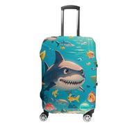 FHESDCW Sharks And Small Fish Luggage Covers for Suitcases, Washable Travel Accessories, Anti-Scratch & Dust Protection Suitcase Cover Protector Fits 19-32 Inch Luggage, Style, S, Classic