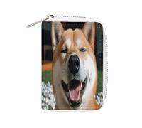 FHESDCW Shiba Inu Smile Tongue Out Leather Card Bag Credit Card Holder Zipper Wallet With 20 Card Slots Slim Wallet Debit Card Protector Organizer Case, style, 16x11.5cm