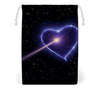 FHESDCW Shooting Star Heart Drawstring Bag Canvas, Reusable Travel Jewelry Pouches, Washable Storage Bags for Gift, Candy, Cosmetics 12 * 18cm