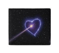 FHESDCW Shooting Star Heart Wallet Elegant Leather Wallets with ID Window & 2 Card Slots, Slim Bifold Wallet for Men Women