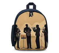 FHESDCW Silhouette of A Jazz Quartet Performing Backpack for Men Women Durable Small Bookbag Lightweight Daypack for Travel, Blue-style, One Size, Daypack Backpacks